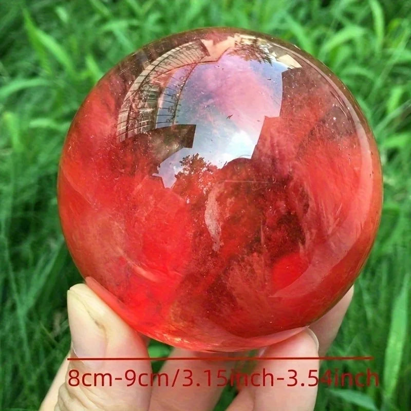 Red Smelting Stone Ball Quartz Crystal Sphere Home Decor