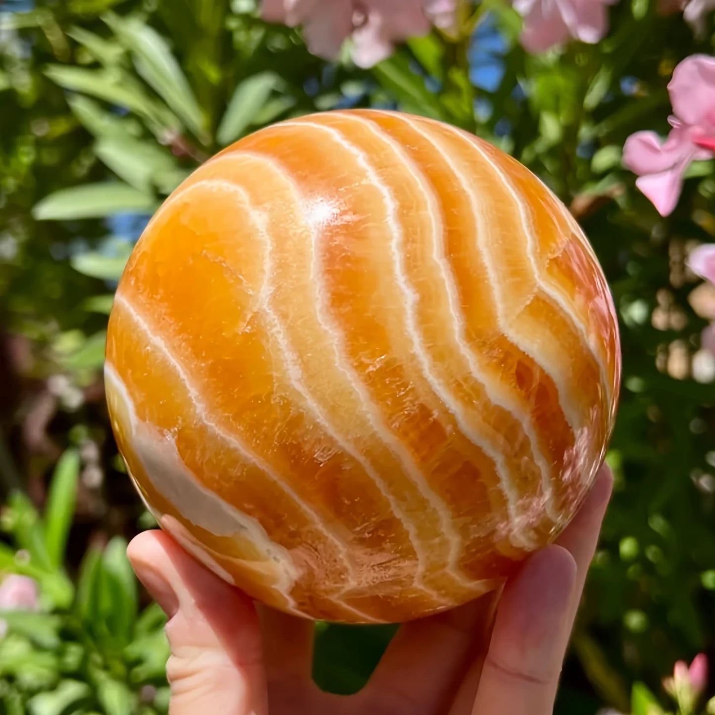 Orange Calcite Crystal Ball For Banquets And Holiday Decor