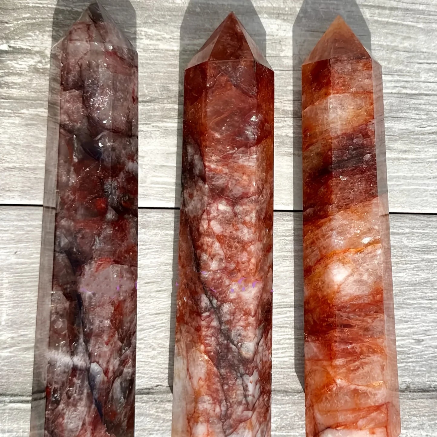 1PC Natural Large Fire Quartz Obelisk Crystal Tower Magic Point Healing Stone Home Decor
