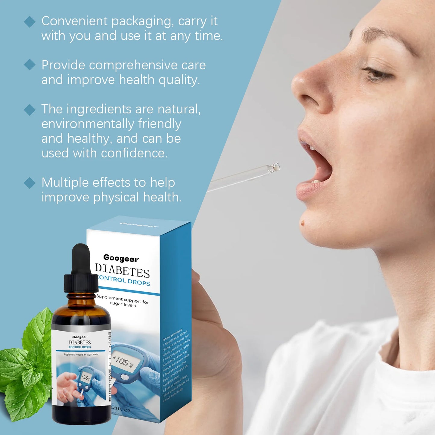 Googeer 30ml Blood Sugar Control Drops Vitamin B1 Oral Regulator Enhance Immunity Health Care