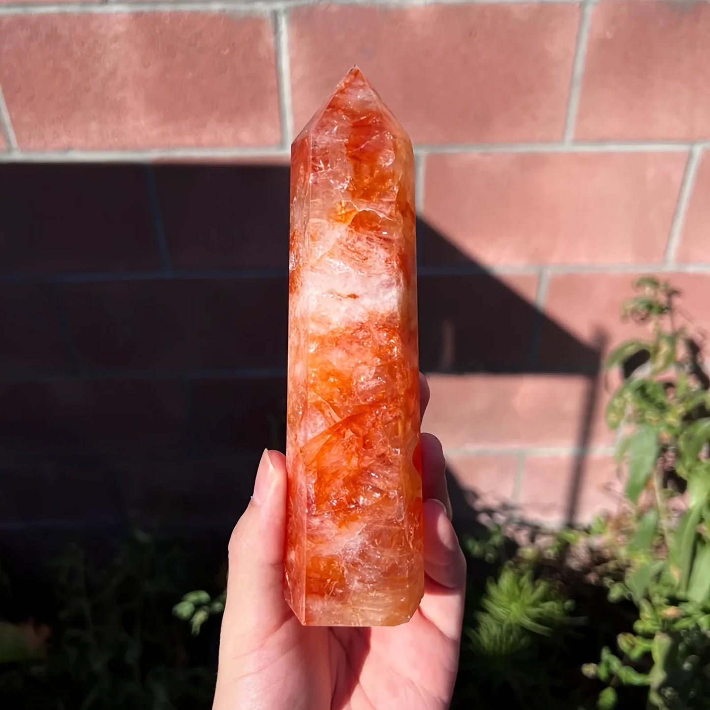 1PC Natural Large Fire Quartz Obelisk Crystal Tower Magic Point Healing Stone Home Decor
