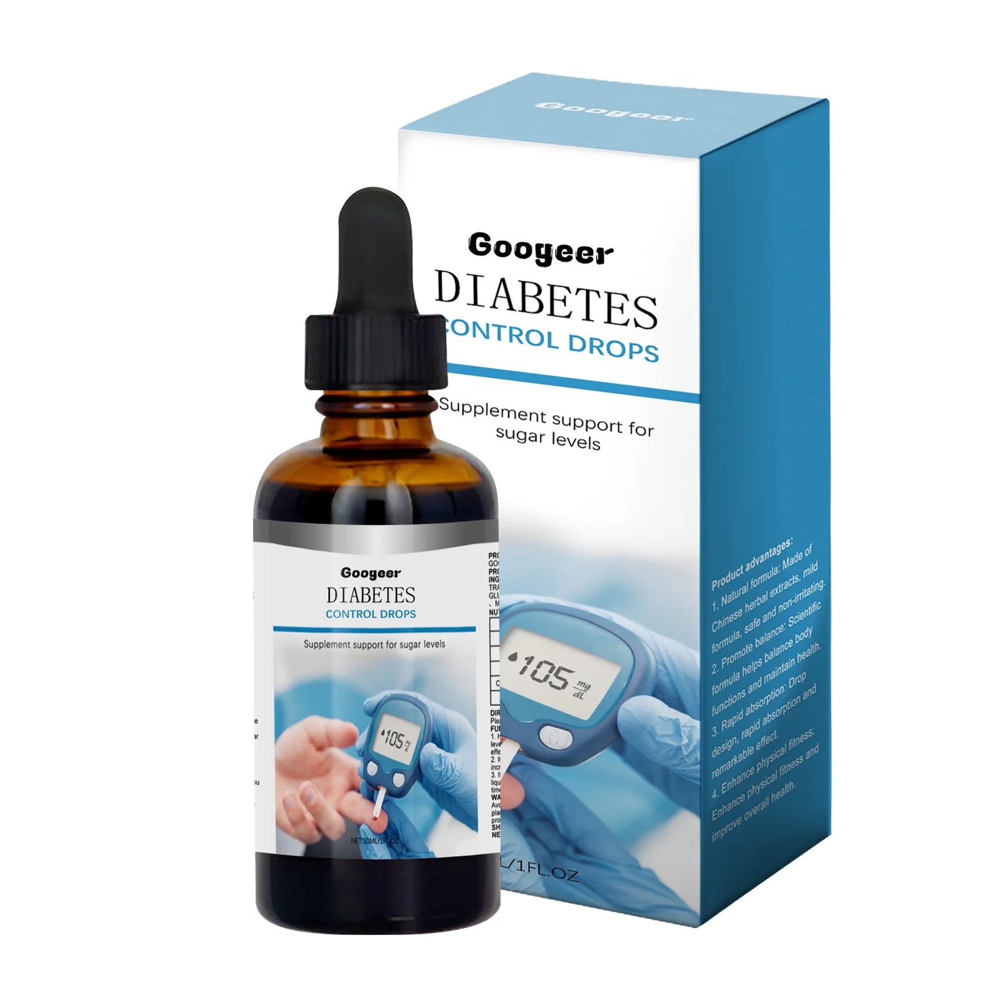 Googeer 30ml Blood Sugar Control Drops Vitamin B1 Oral Regulator Enhance Immunity Health Care
