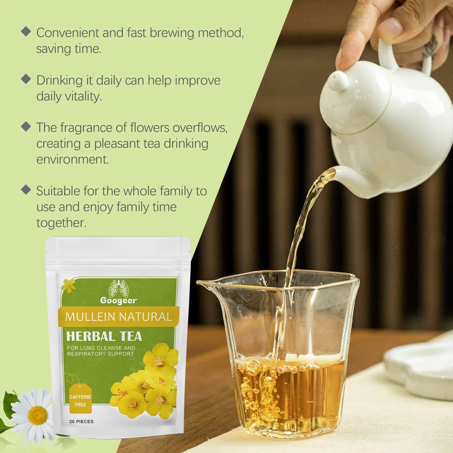 Googeer 20pcs Herbal Tea For Lung Cleansing And Liver Detox Supplement With Light Fresh Taste