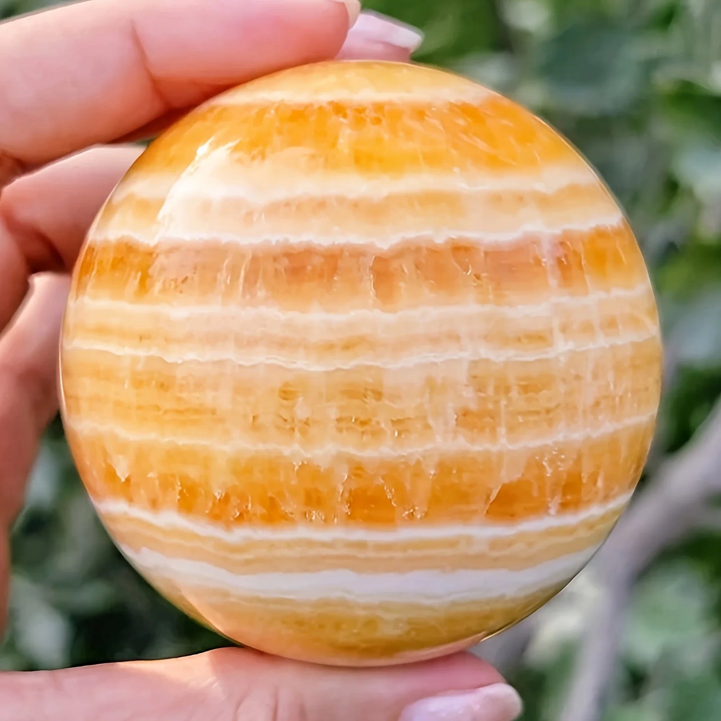 Orange Calcite Crystal Ball For Banquets And Holiday Decor
