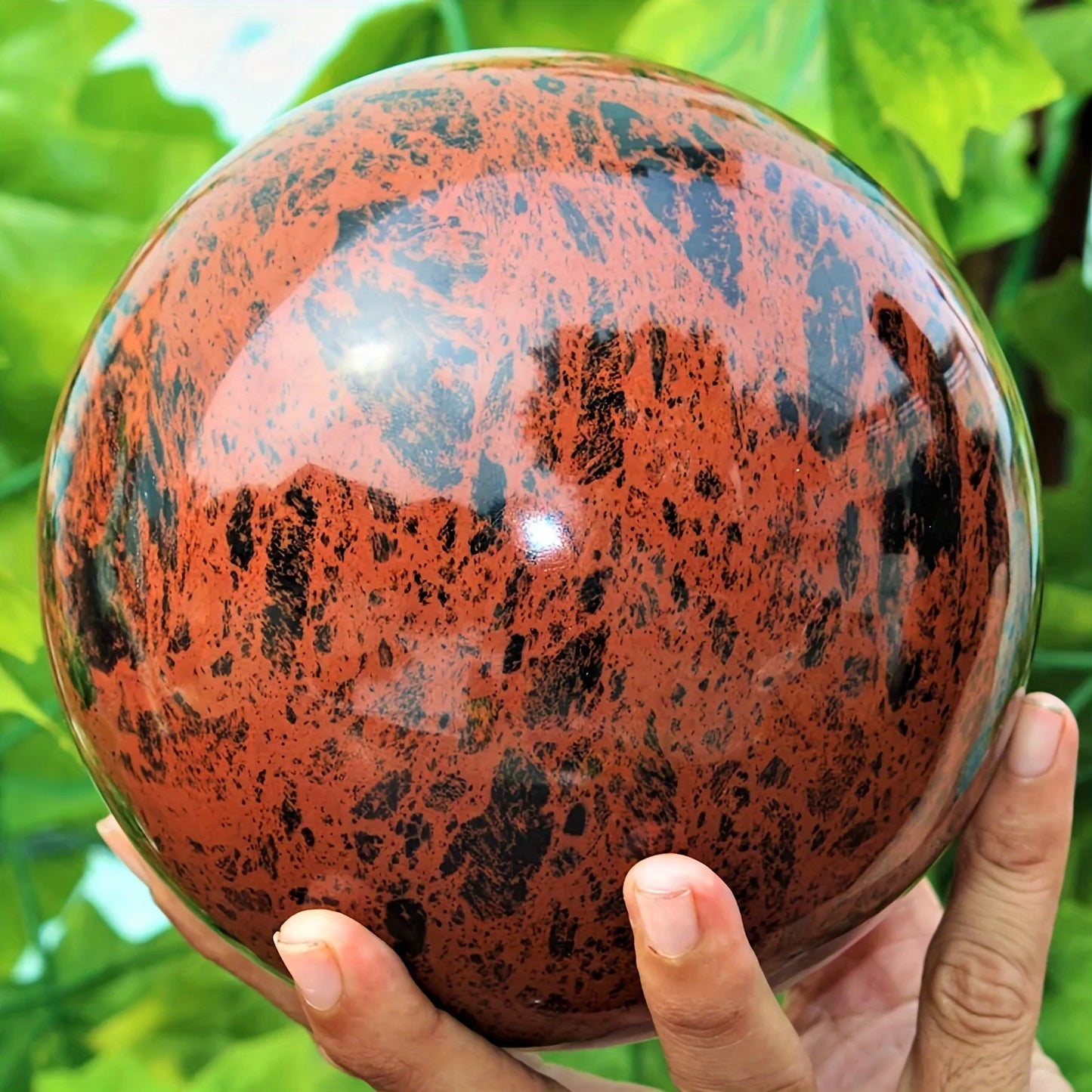 Red Obsidian Sphere Polished Crystal Gift For Family Theme