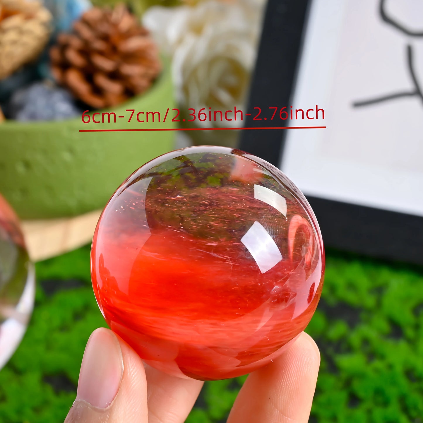 Red Smelting Stone Ball Quartz Crystal Sphere Home Decor