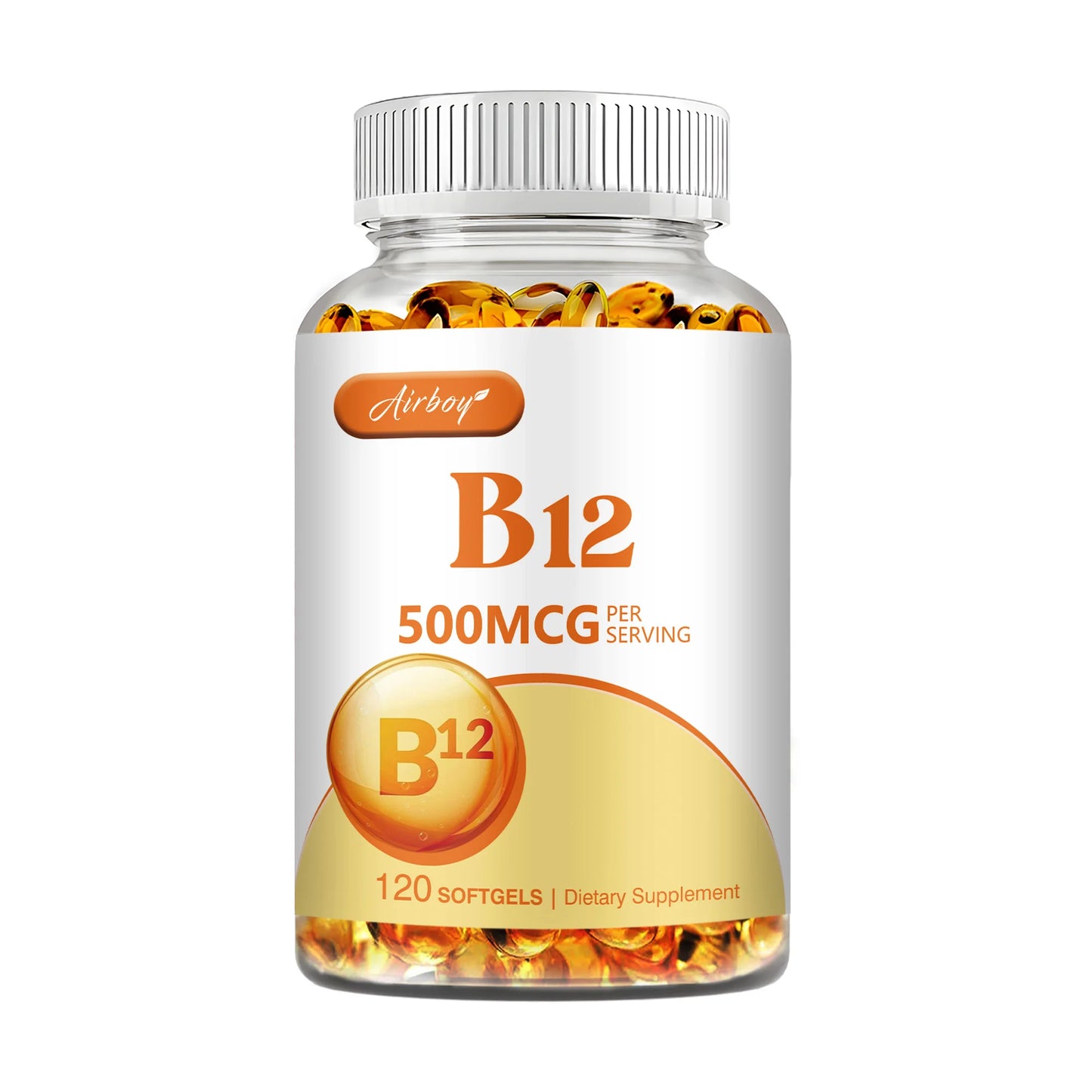 Vitamin B12 500mcg Energy Metabolism Support Nervous System Sleep Health Improve Mood 120 Capsules