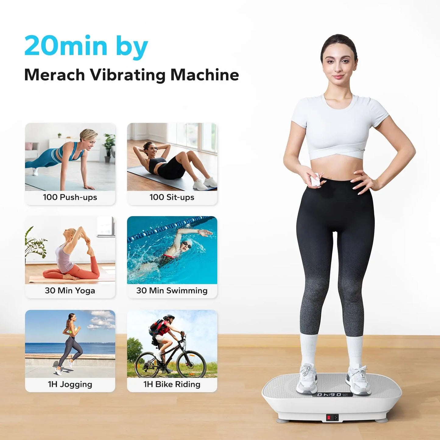Merach Vibration Plate Exercise Machine Whole Body Workout Power Vibrate Fitness Platform for Weight Loss and Shaping