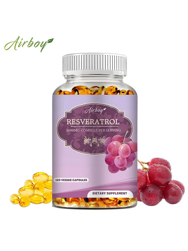 Resveratrol Capsules for Cardiovascular Health Anti Aging Antioxidants Immunity Boost and Skin Radiance 120 Count