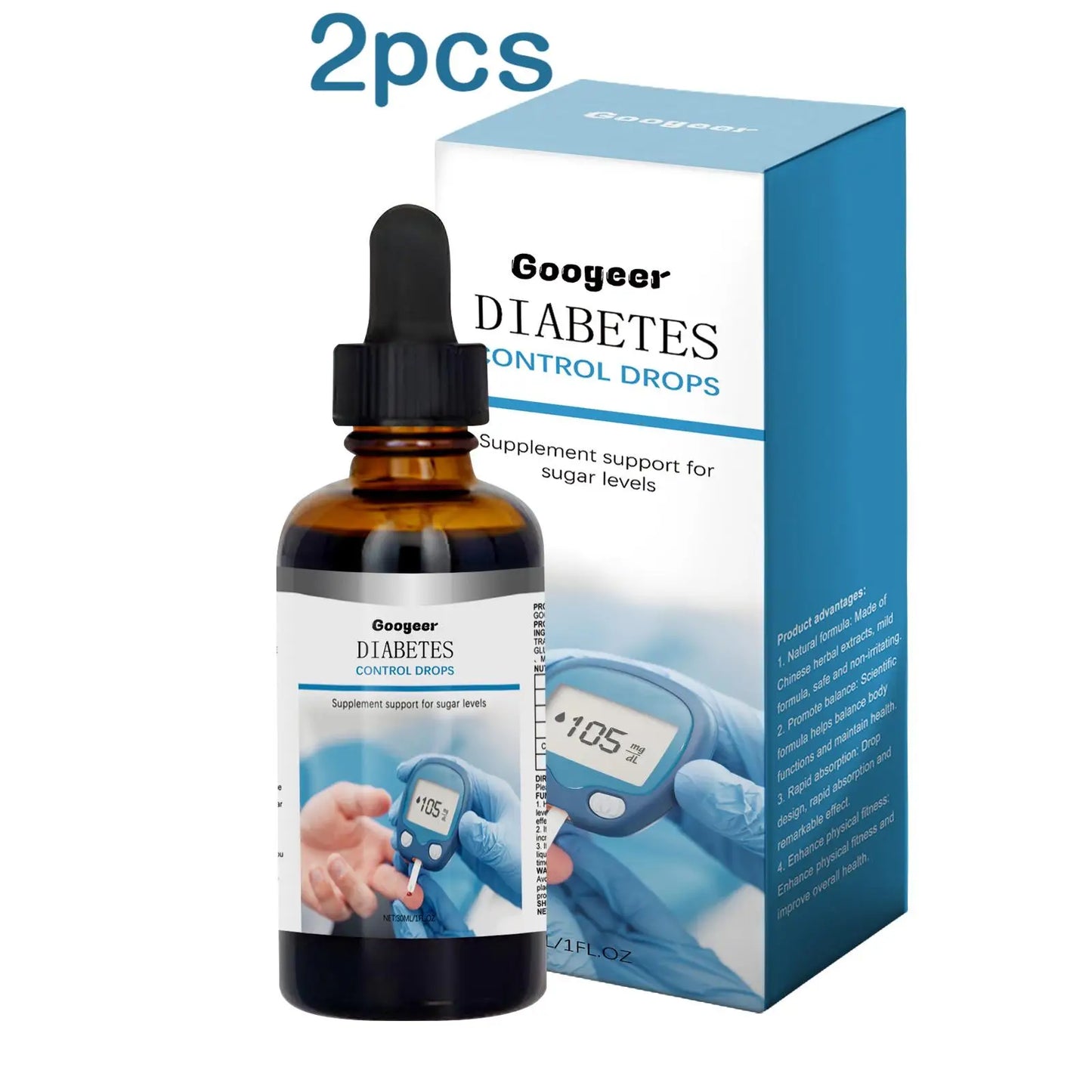 Googeer 30ml Blood Sugar Control Drops Vitamin B1 Oral Regulator Enhance Immunity Health Care