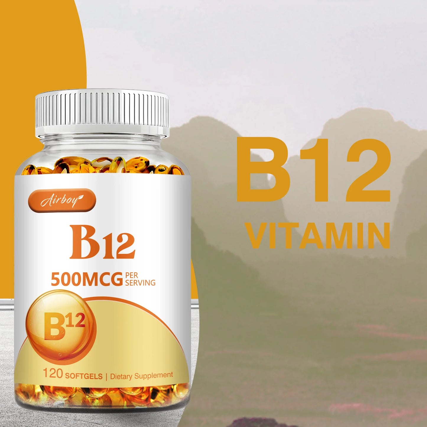 Vitamin B12 500mcg Energy Metabolism Support Nervous System Sleep Health Improve Mood 120 Capsules