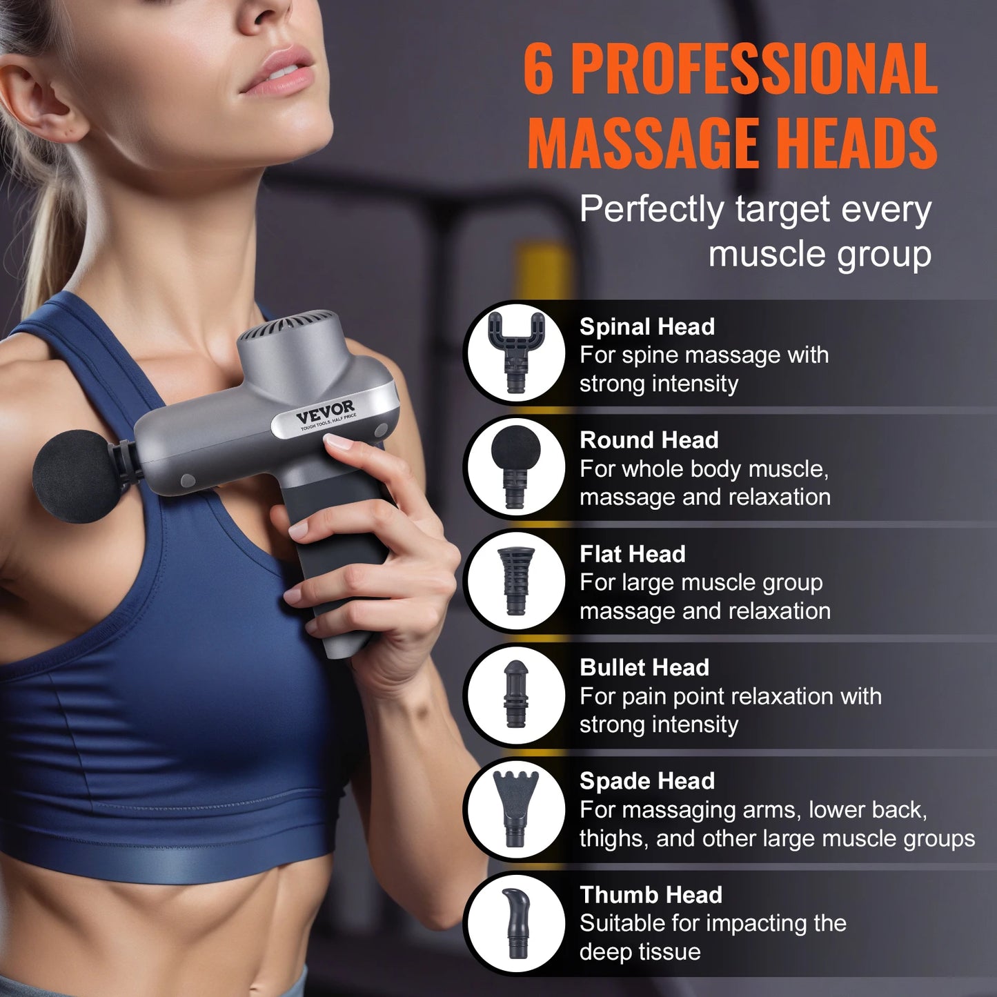 SucceBuy Mini Massage Gun Percussion 5 Speed Levels 6 Heads