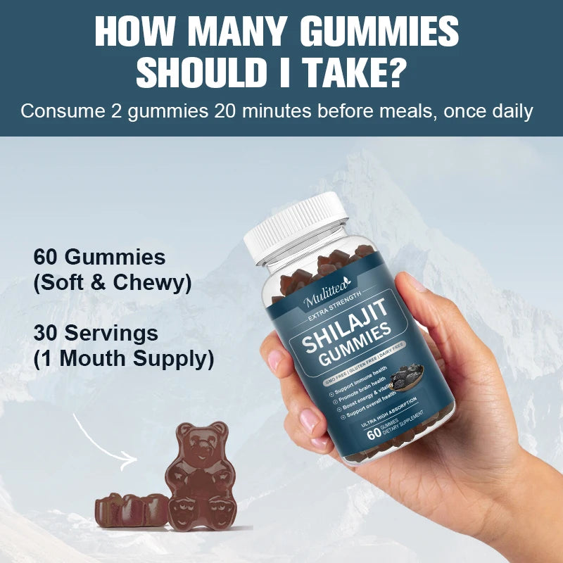 Mulittea Shilajit Gummies Trace Minerals Fulvic Acid