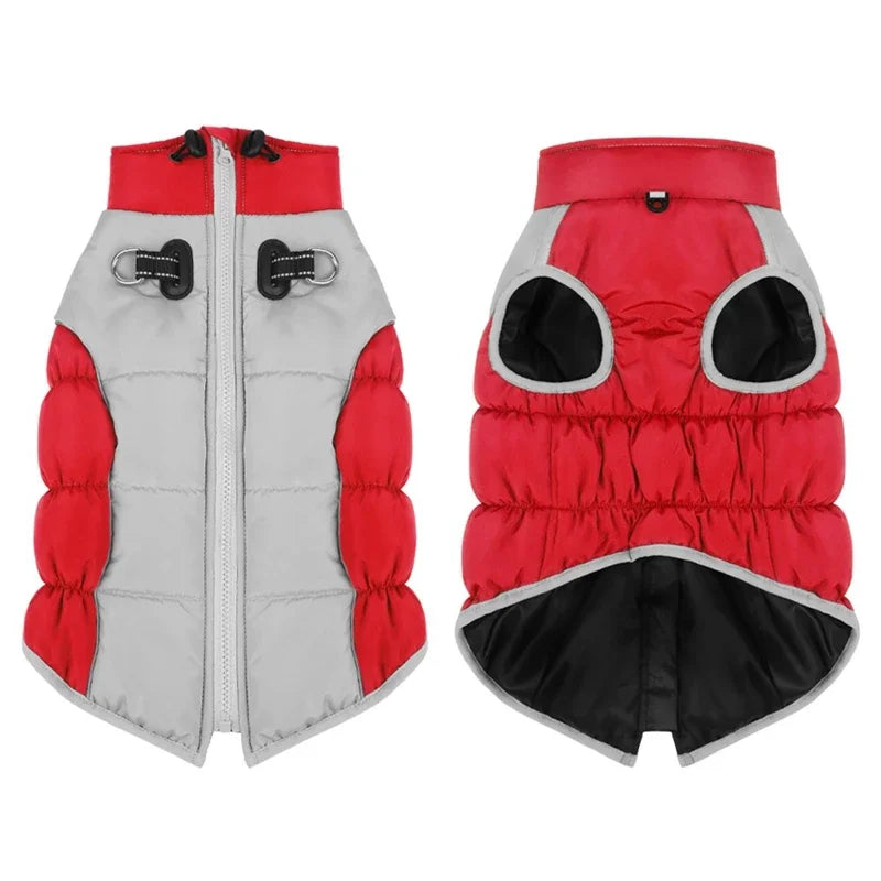 XL to 6XL Zipper Dog Winter Warm Coat Jacket Reflective Fleece Cold Weather Vest with Leash D Rings for Medium Large Dogs