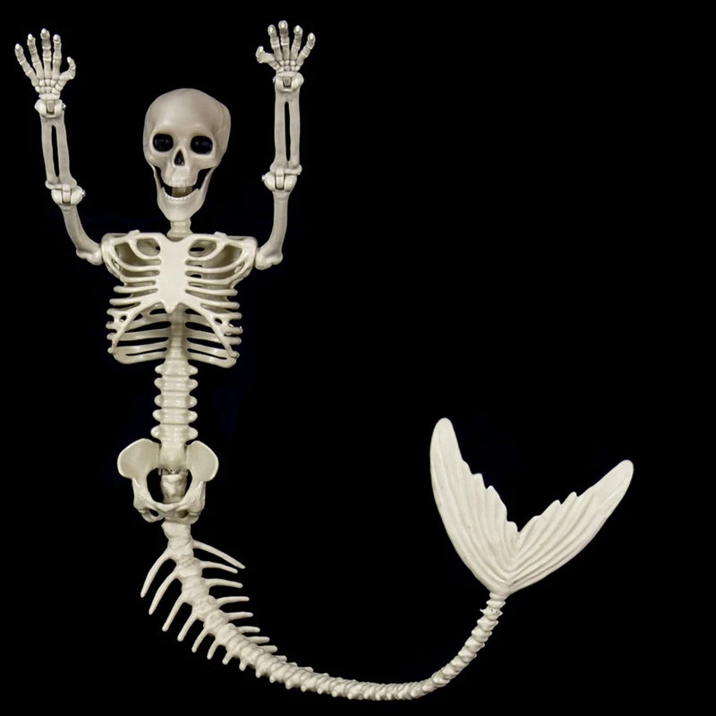 Mermaid Skeleton Halloween Decoration Life Size White