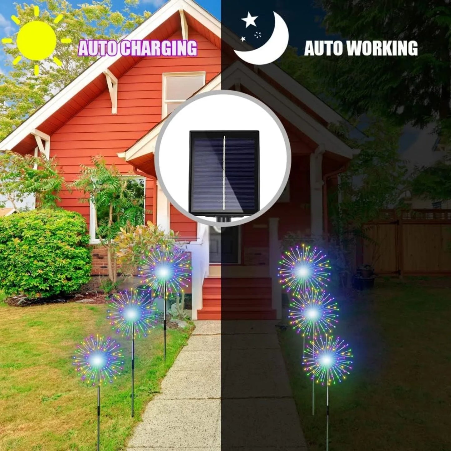 Solar Firework String Lights 4 Pack, IP65 Waterproof, 8 Modes with Remote for Outdoor Christmas Decorations