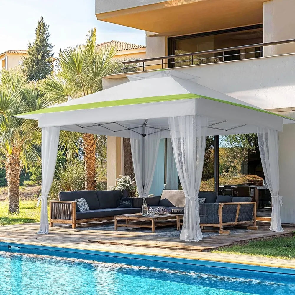 Amada 13x13 Pop Up Gazebo Outdoor Canopy Tent with Mosquito Netting for Backyard and Patio Furniture