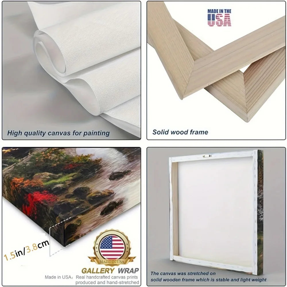 1.5 Inch Thick Pine Frame Ocean Sunset Wall Mural Decor