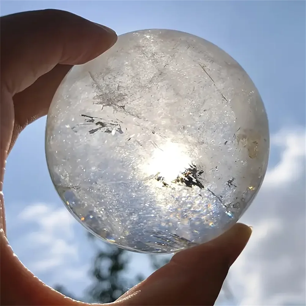 Delicate White Calcite Crystal Ball Healing Gemstone Gift