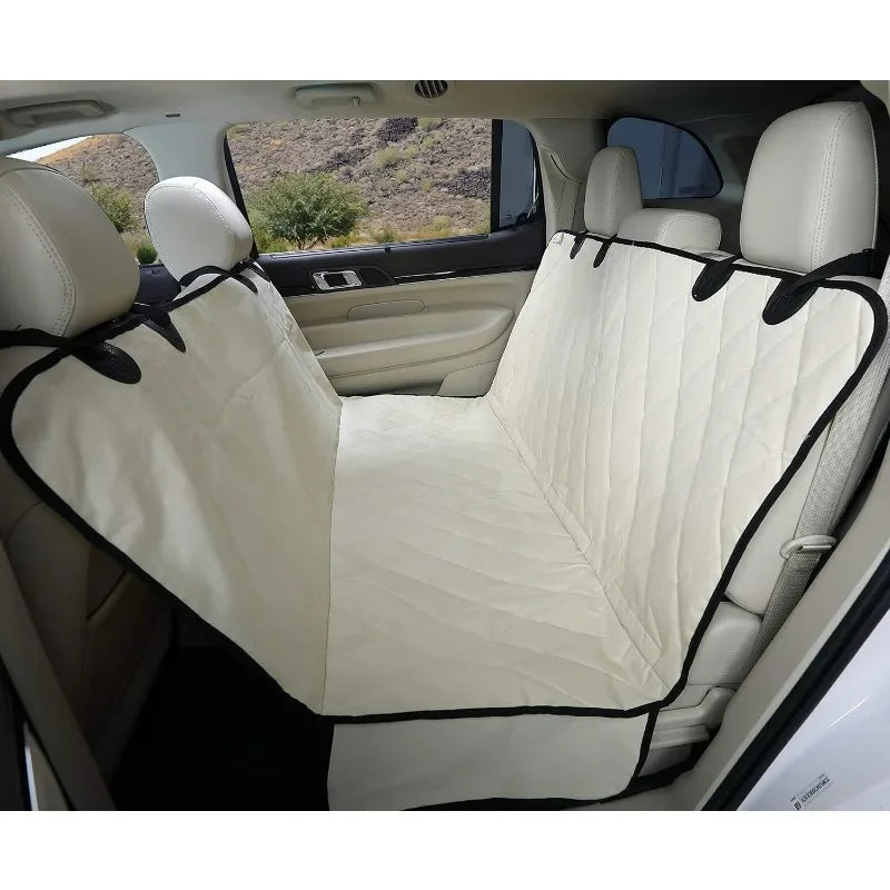 Dog Backseat Cover with Hammock for Cars SUVs and Trucks Waterproof Nonslip Seat Protector Durable Nylon Clips