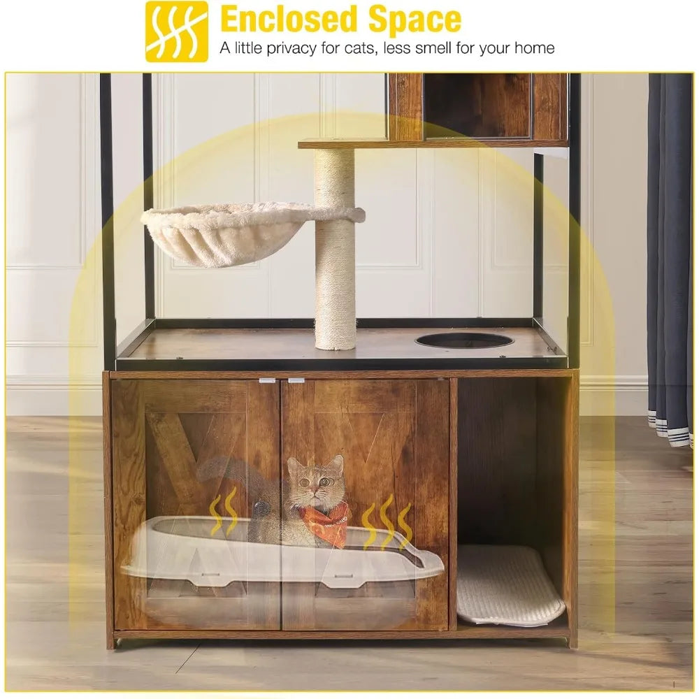 Wooden Cat Washroom Furniture Enclosure Hidden Litter Box