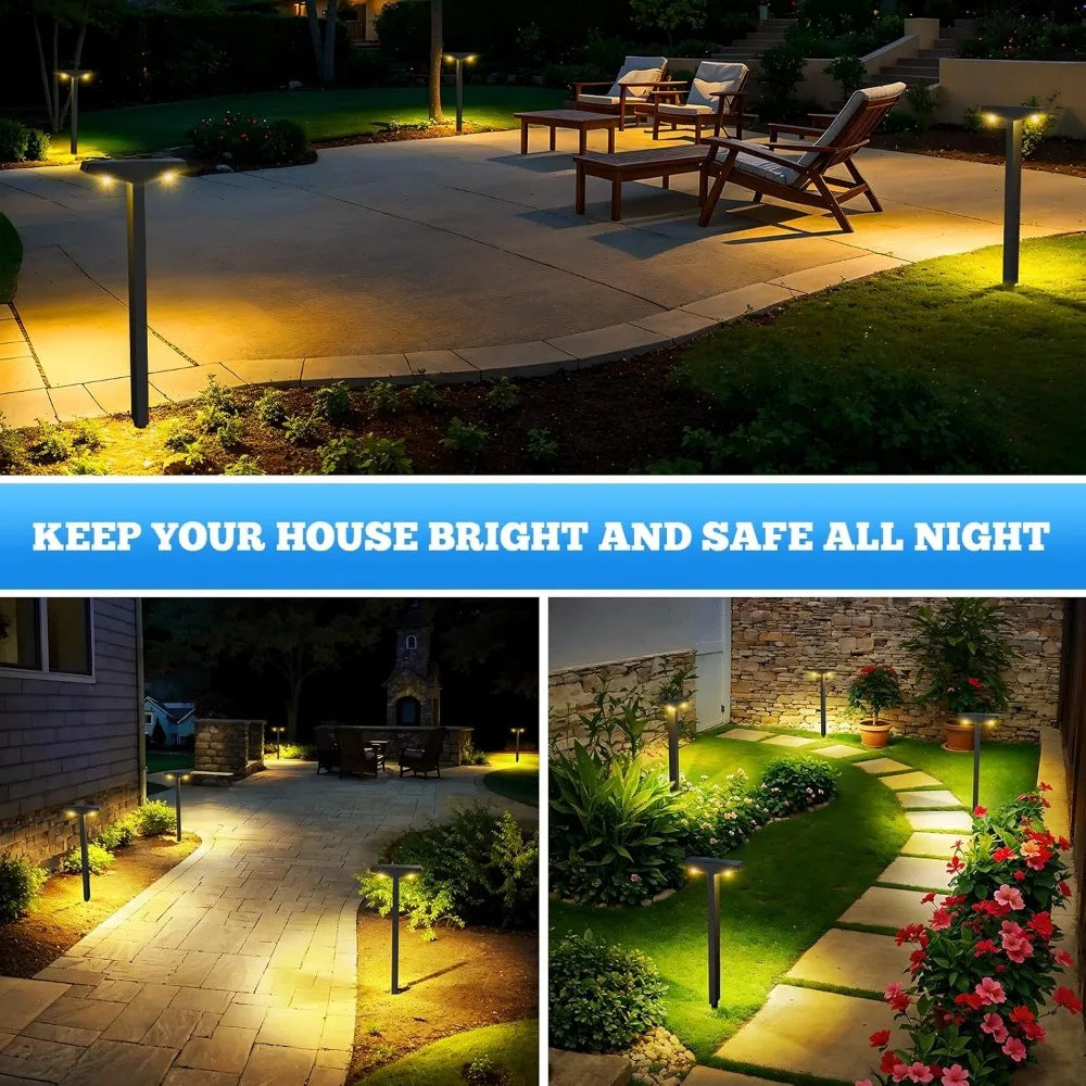 Solar Pathway Lights Waterproof Garden Decor Warm White
