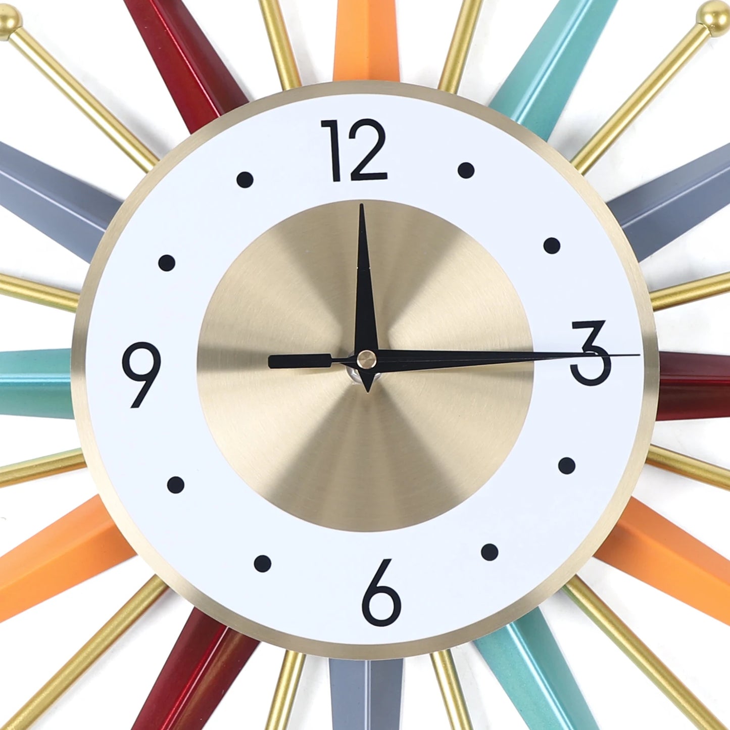 Wall Clock 22 Inch, Mid Century Wall Clock Starburst Clock Modern Decor Silent Non-Ticking Big Wall Clocks for Living Room
