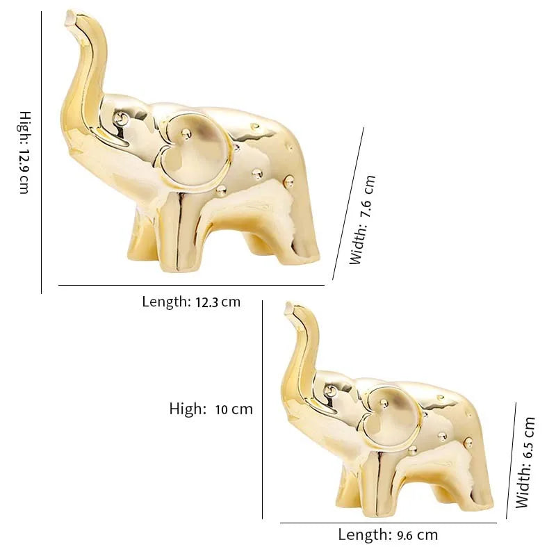 Ceramic Elephant Statue Pair Animal Sculpture Craft for Home Office Desktop Decor Wealth Lucky Gift for Christmas and Mother's Day