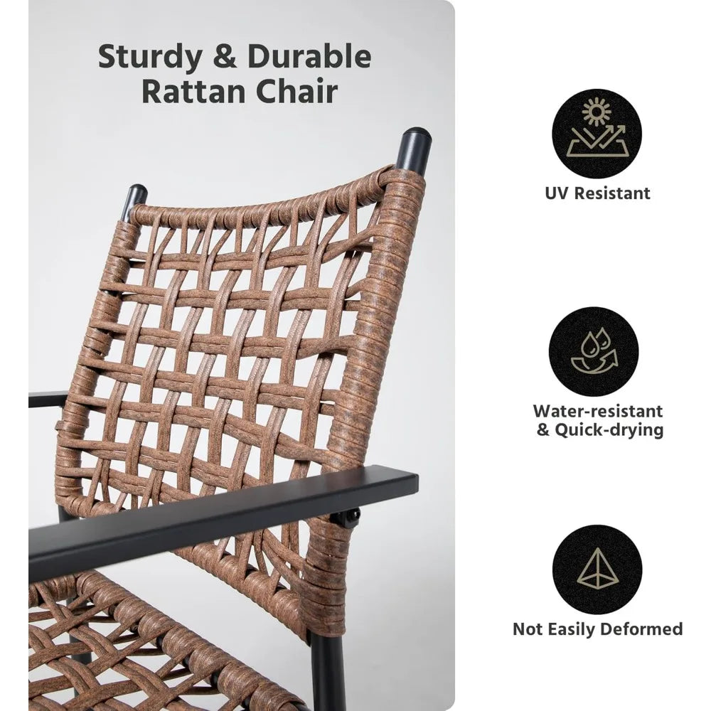 Outdoor Patio Dining Set 7 Pieces Rattan Dining Table and Chairs with Metal Table and Umbrella Hole Modern Patio Furniture