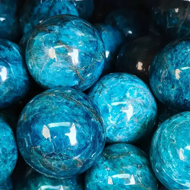 Blue Apatite Crystal Sphere Grade A Hand Carved Polished