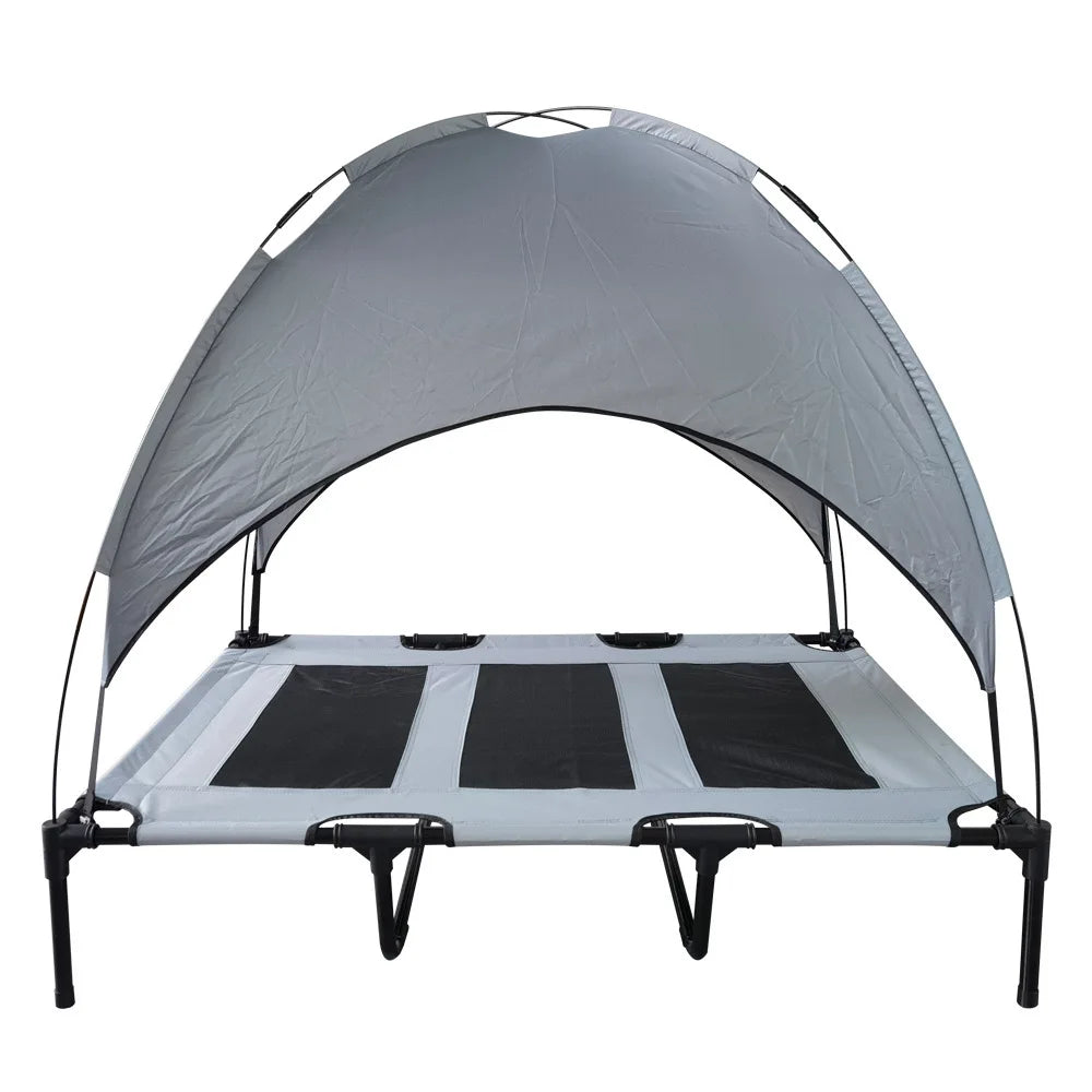 Dog Bed With Canopy Anti Scratch Oxford Fabric Portable Elevated Cot For Summer Indoor Outdoor Use