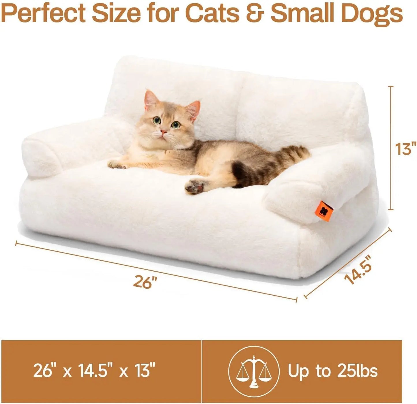 Mewoofun Pet Couch Bed 26 Inch by 19 Inch by 13 Inch Washable Cat Beds for Medium and Small Dogs and Cats up to 25 Pounds Fluffy Cat Couch in Black and White