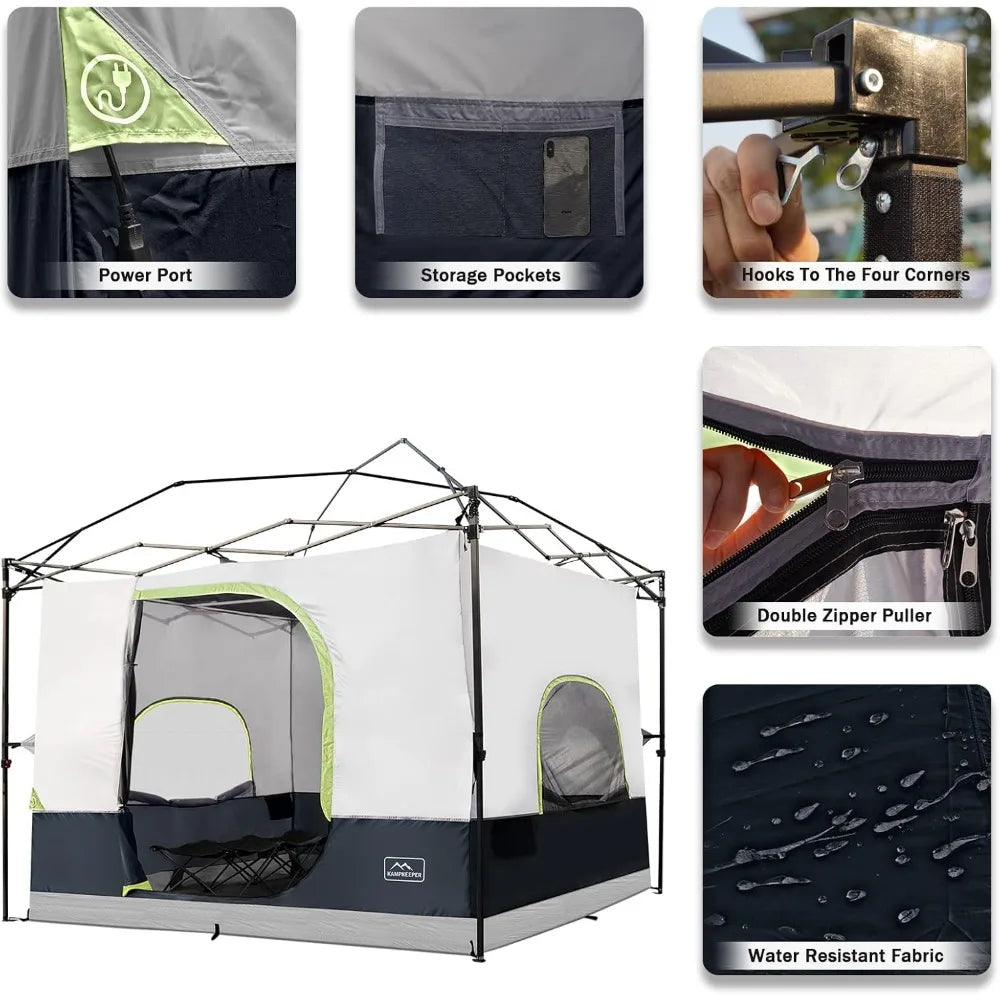 Camping Inner Tent for Pop Up Canopy 10x10 Straight Leg Fully Vented Roof Black