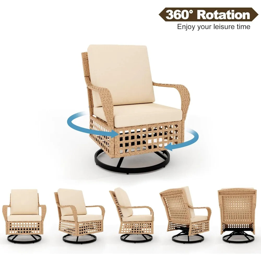 3 Piece Outdoor Swivel Rocker Patio Chairs Set 360 Degree