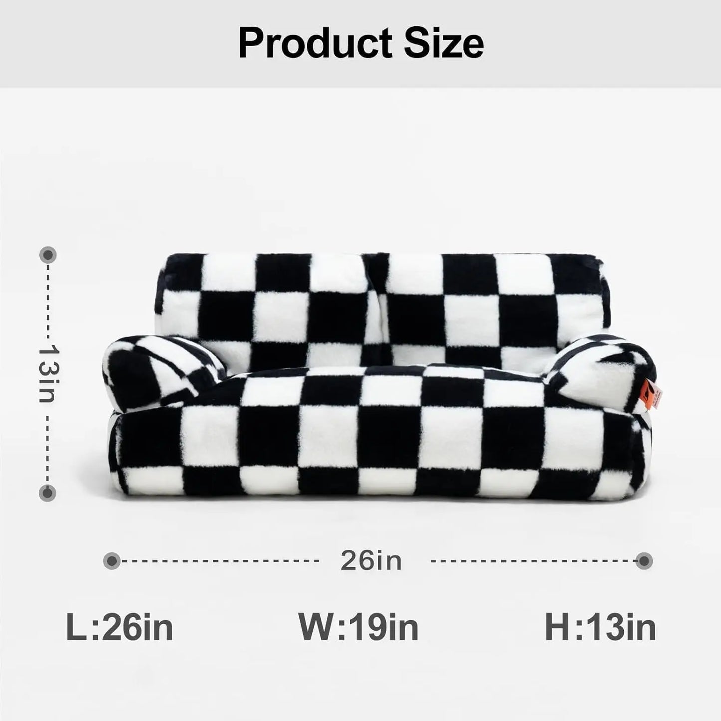 Mewoofun Pet Couch Bed 26 Inch by 19 Inch by 13 Inch Washable Cat Beds for Medium and Small Dogs and Cats up to 25 Pounds Fluffy Cat Couch in Black and White