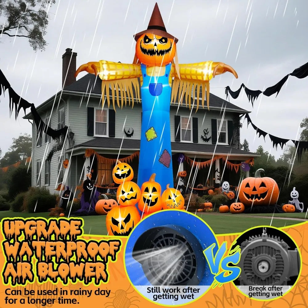 12.5ft Halloween Inflatable Pumpkin Scarecrow With Music LED
