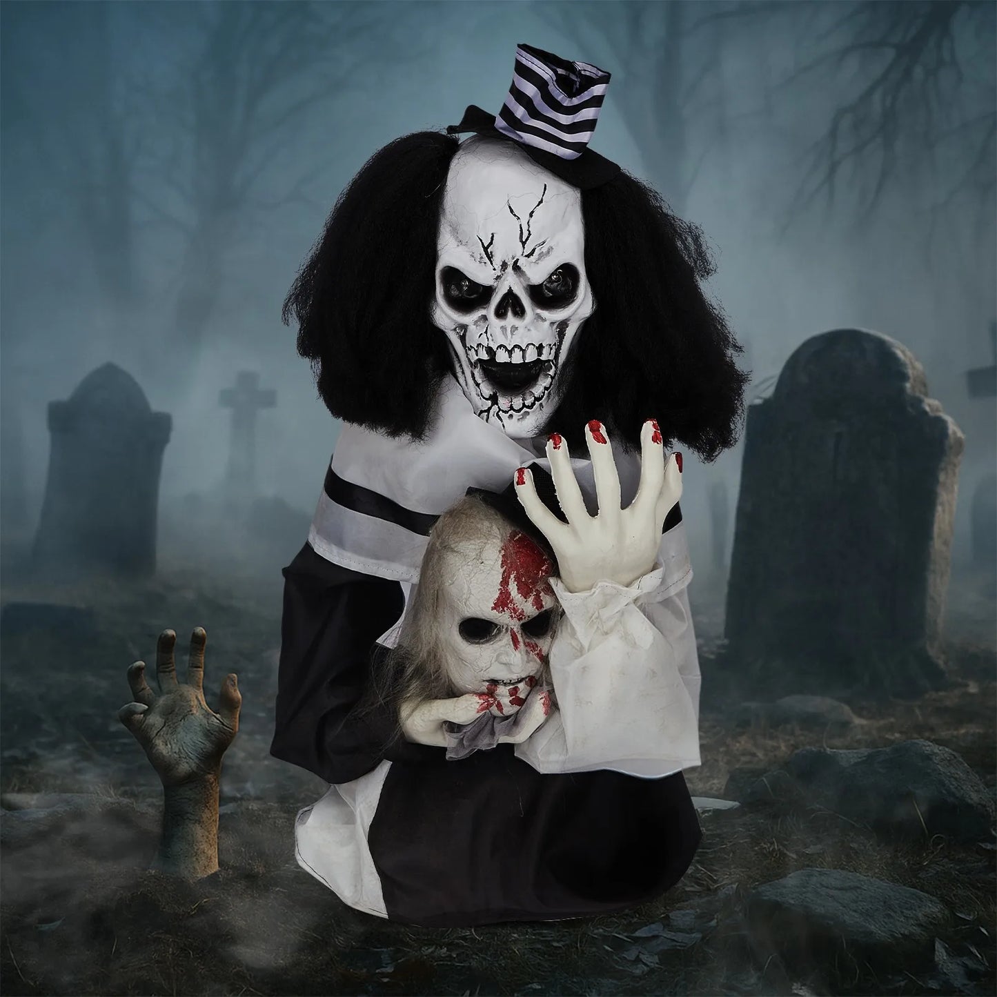 Horror Halloween Decor 1.8ft Scary Clown Creepy Sound Prop