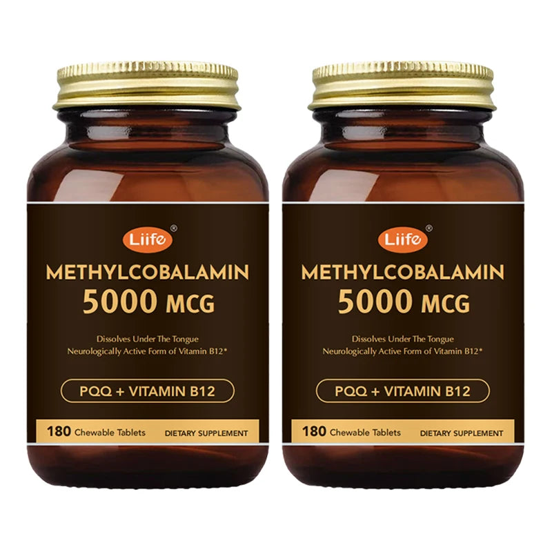Liife B12 Methylcobalamin 5000mcg Gluten Free Fast Dissolving Sublingual Tablets for Energy and Brain Health Made in USA