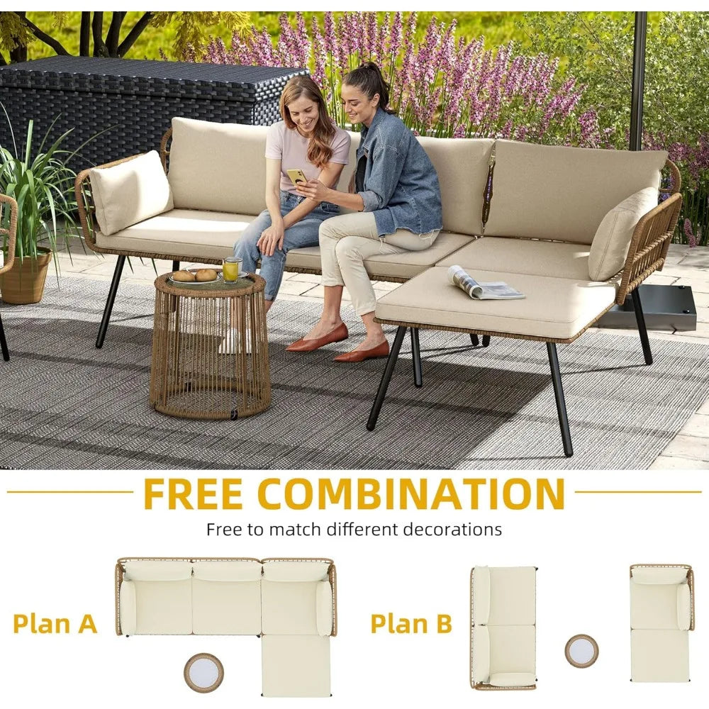 Patio 3 Piece Outdoor Wicker Conversation Set Coffee Table