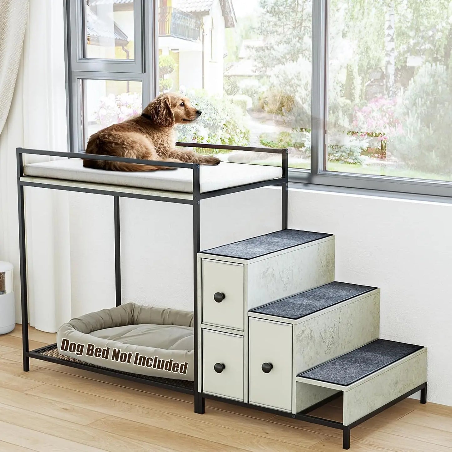 Pet Bunk Bed With Stairs And Storage Window Perch With Foam