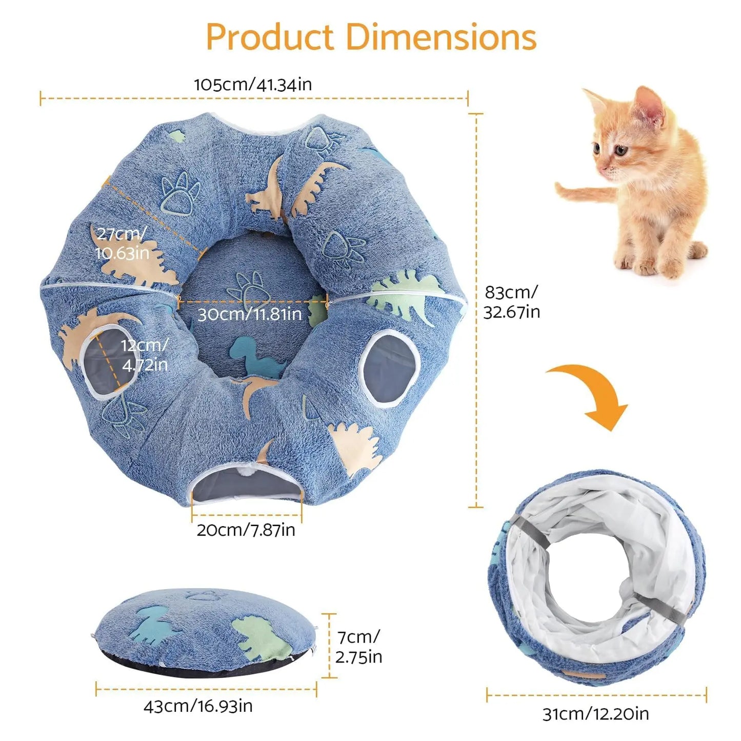 Cat Tunnels For Indoor Cats Foldable Washable Play System