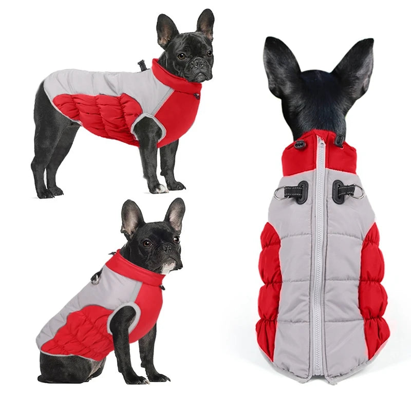 XL to 6XL Zipper Dog Winter Warm Coat Jacket Reflective Fleece Cold Weather Vest with Leash D Rings for Medium Large Dogs