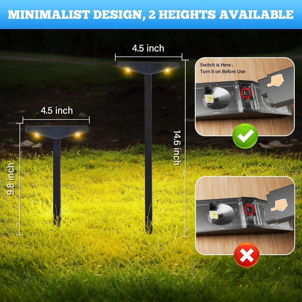 Solar Pathway Lights Waterproof Garden Decor Warm White