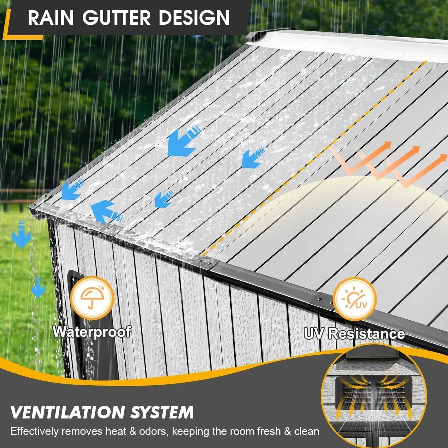 Resin Outdoor Storage Shed 8x10 Ft All Weather With Floor