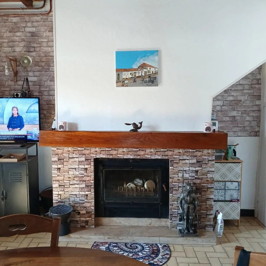 20 Pack Stone Pattern Vinyl Wall Stickers Square 11.81 Inch Fireplace Decor