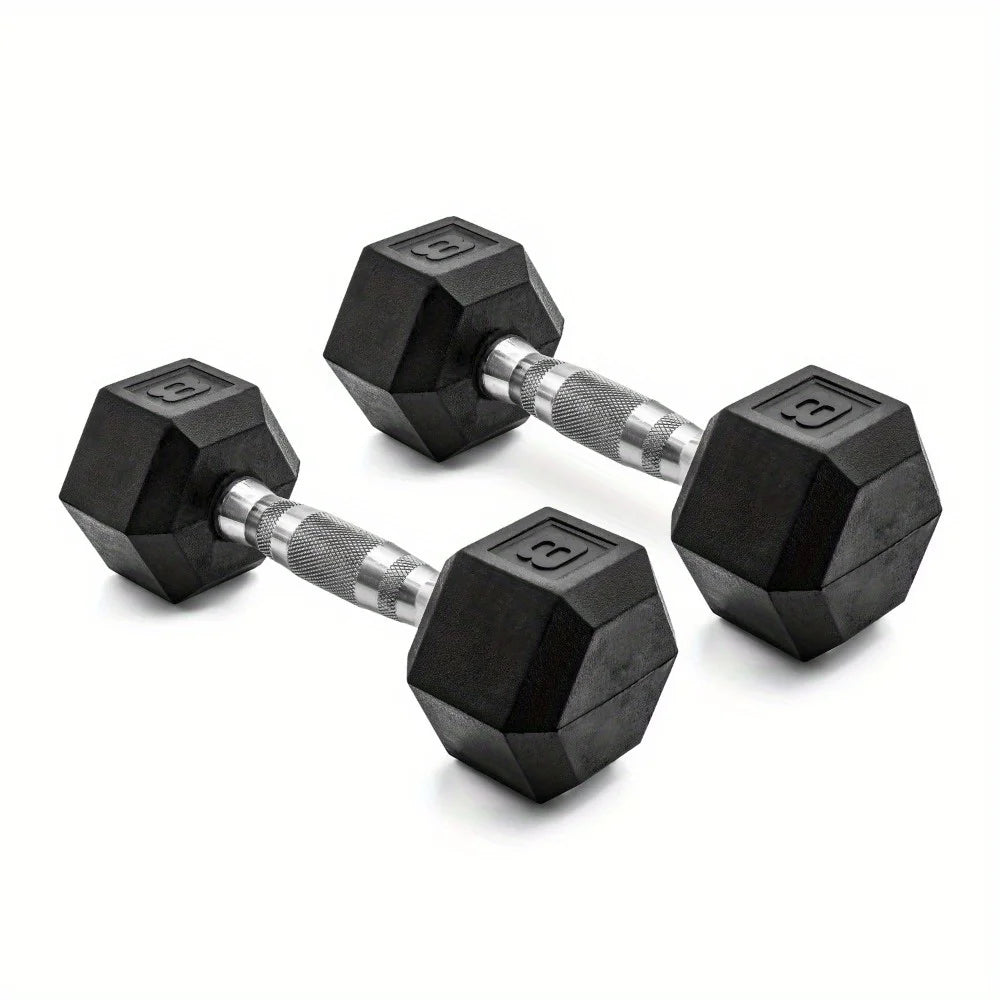 8 Lb Coated Rubber Hex Dumbbells Set Of 2 Not Easy To Roll