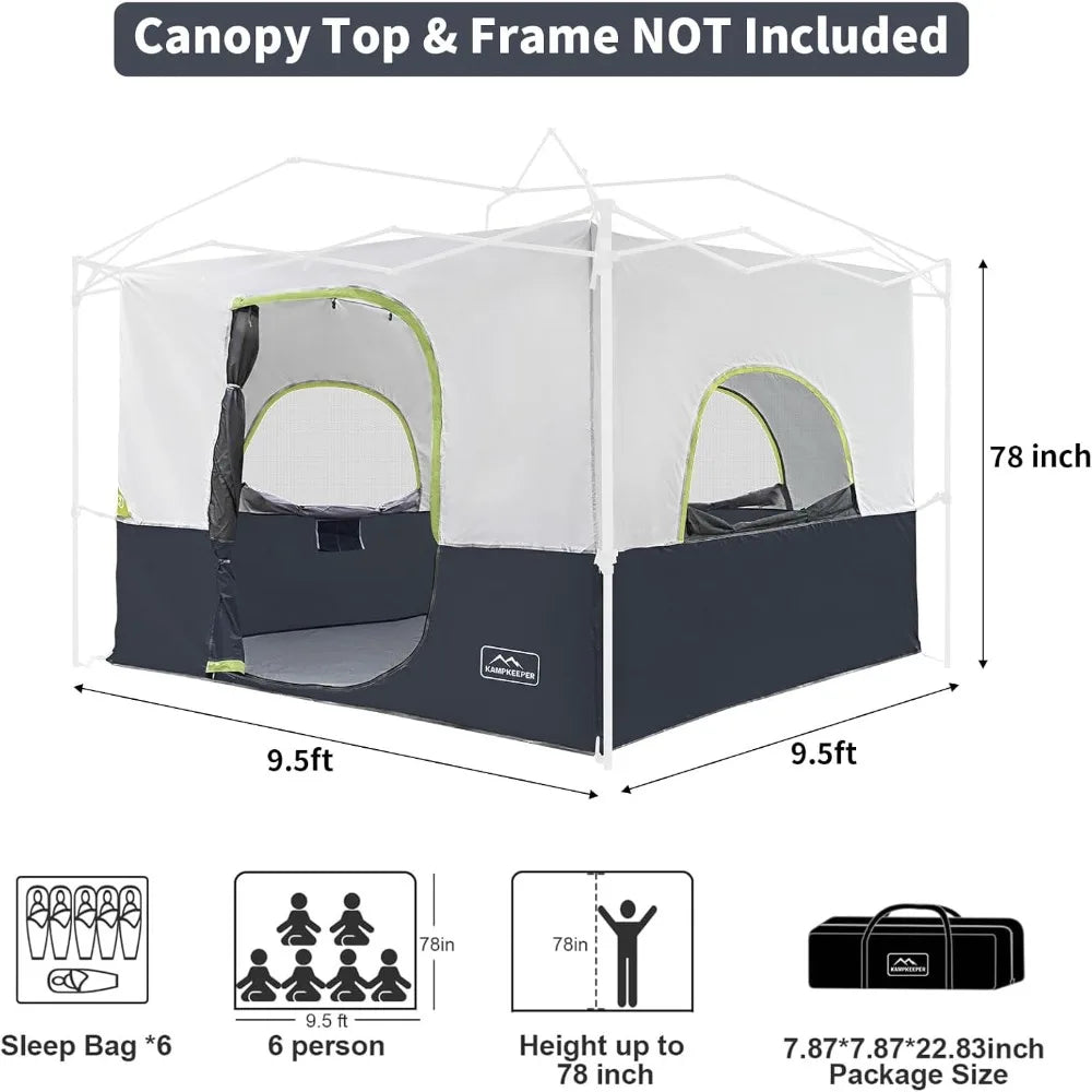 Camping Inner Tent for Pop Up Canopy 10x10 Straight Leg Fully Vented Roof Black