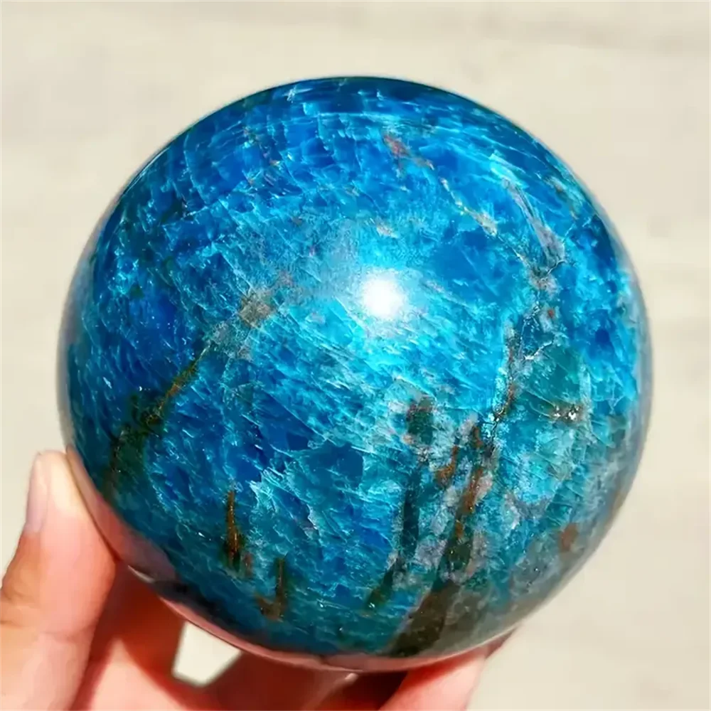 Blue Apatite Crystal Sphere Grade A Hand Carved Polished