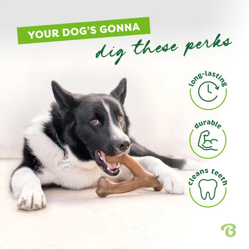 Durable Wishbone Dog Chew Toy for Aggressive Chewers Real Bacon Flavor Tough Long Lasting Chew Bone for Puppies