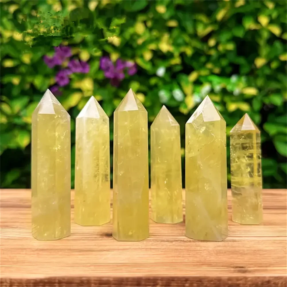 1pc Natural Crystal Yellow Quartz Column Yellow Quartz Rod Beautiful Home Decoration Pyramid